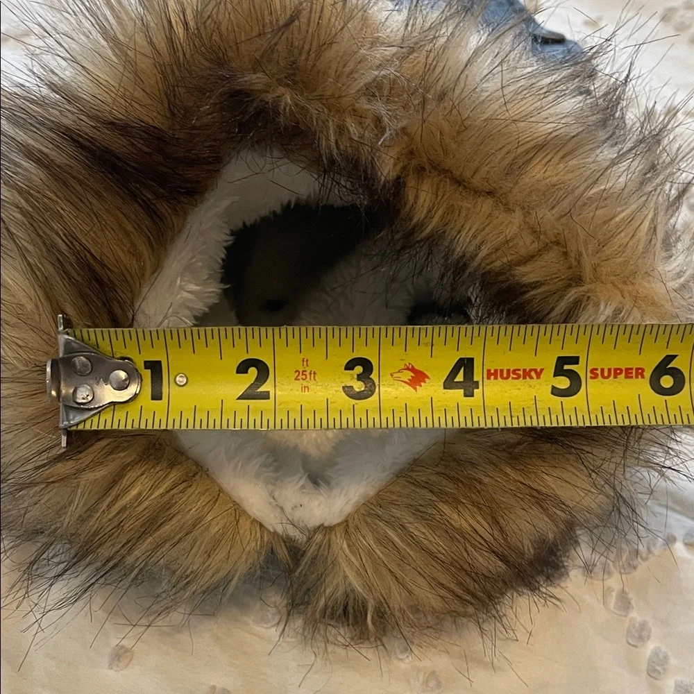 Black Faux Leather Dog Jacket with Fur Trim small dog XL new unworn